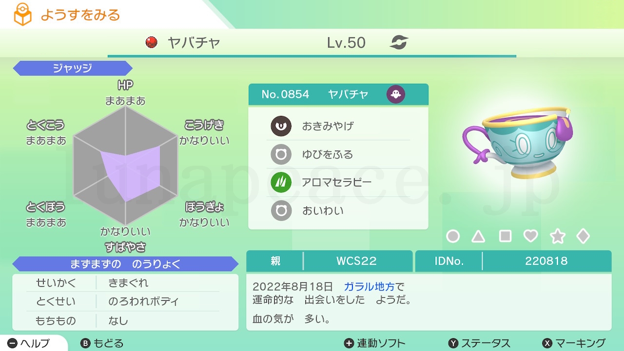 No.0854 ヤバチャ（親 WCS22:220818）