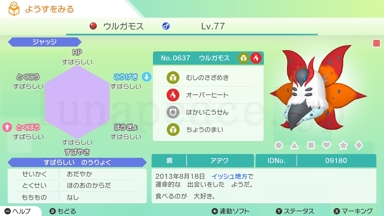 No.0637 ウルガモス♂（親 アデク:09180）