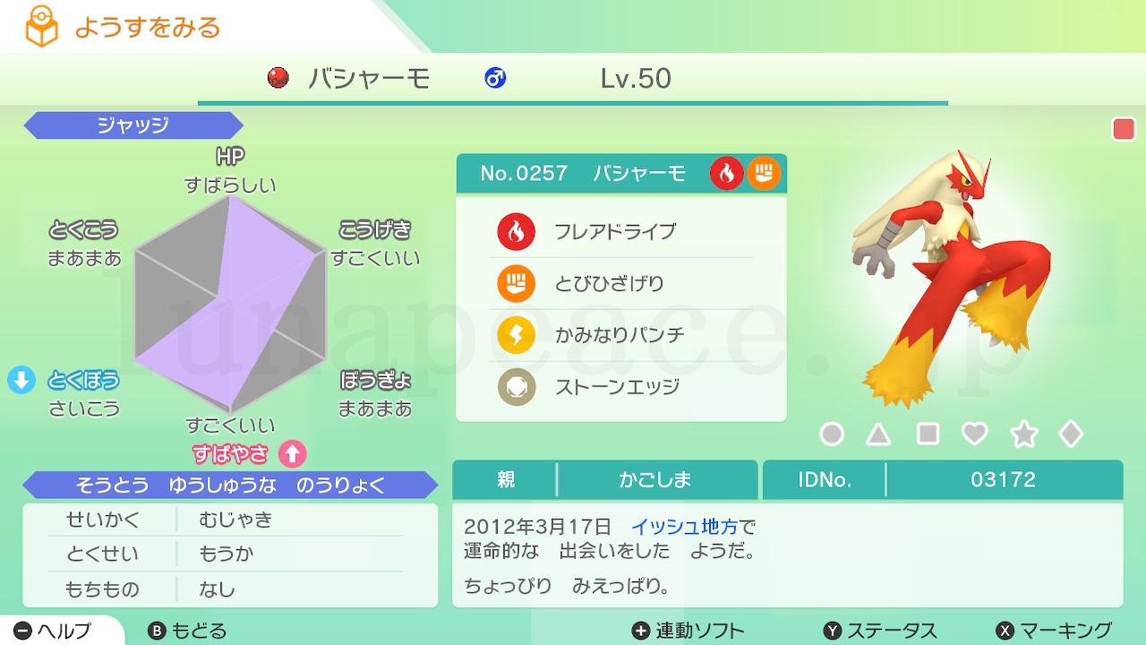 No.0257 バシャーモ♂（親 かごしま:03172）